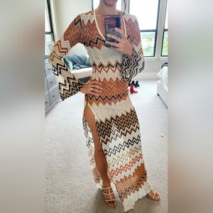 PLT Striped Maxi Swim Cover Up